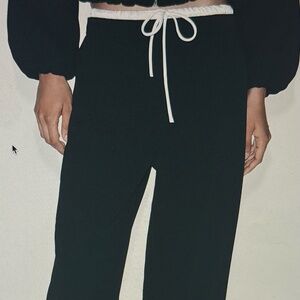 Zara DOUBLE WAIST WIDE LEG PANTS